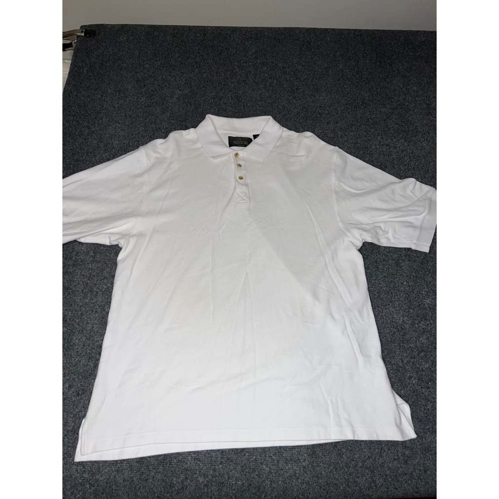 RedHead Mens XLT White 100% Cotton Short Sleeve Polo Shirt Pique Knit